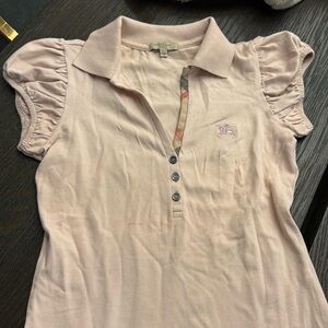 Burberry women’s polo shirt with ruffled cap sleeves